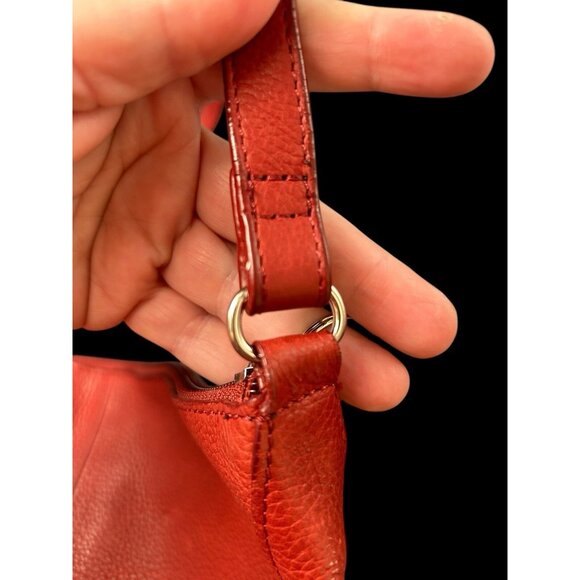Vintage St Johns Bay Genuine Red Pebble Leather Hobo Shoulder Bag Purse 13 x 9 - Picture 2 of 12